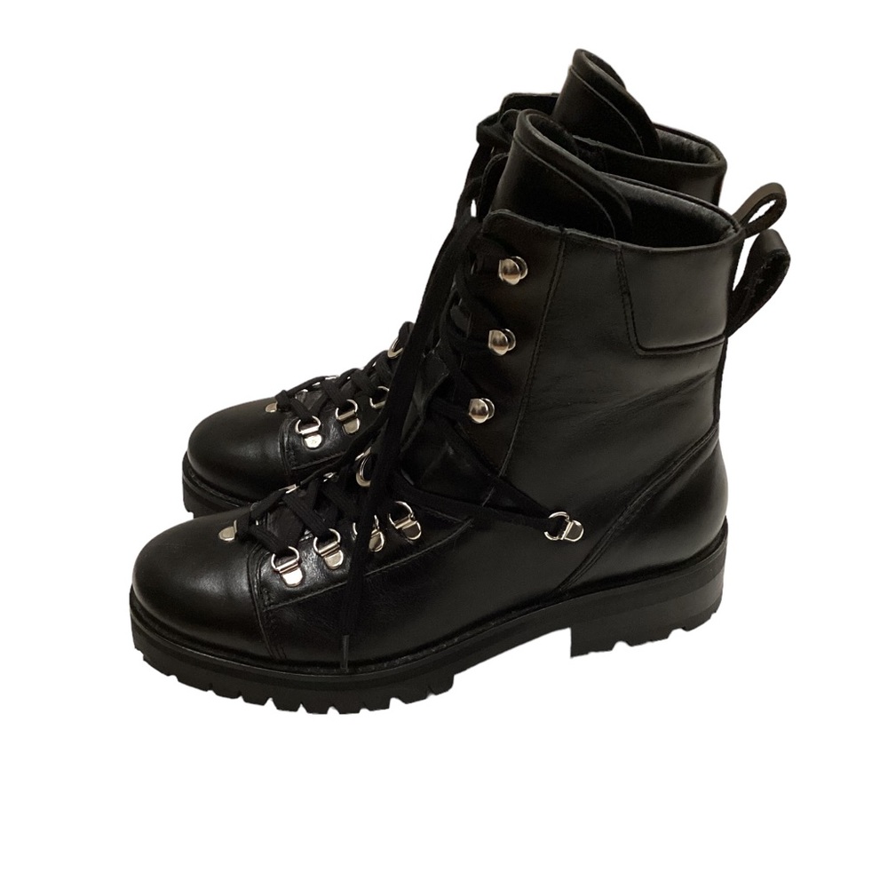 NWT All Saints Franka Leather Hiking Combat Boots in Black Size 9 - Picture 12 of 16